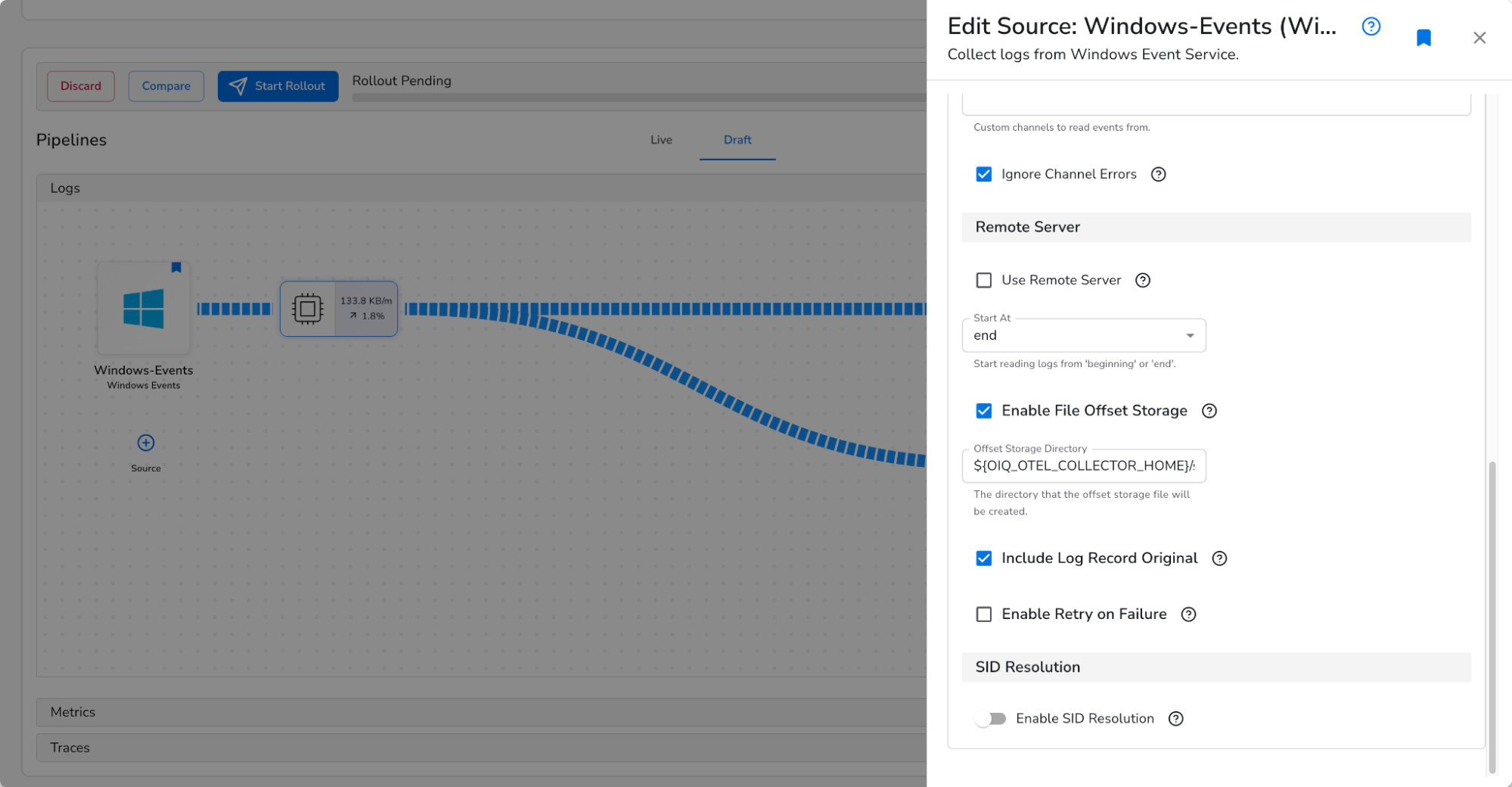 Bindplane docs - Migrate from Splunk to SecOps - enable Include Log Record Original in source settings