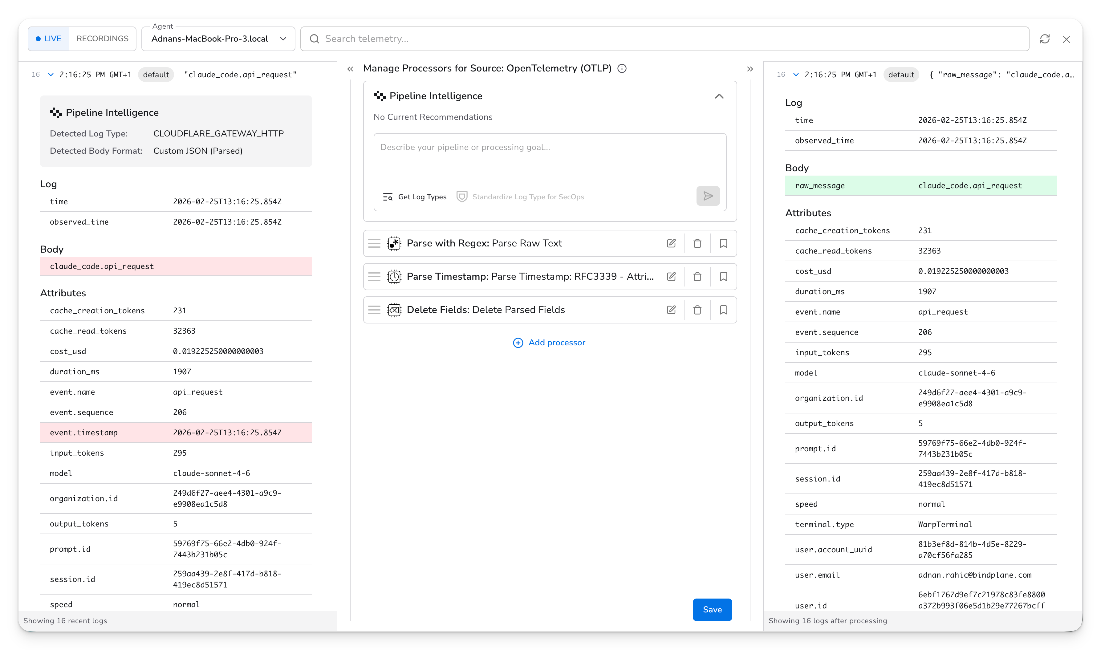 Bindplane docs - Send Claude Code telemetry to Bindplane - image 4